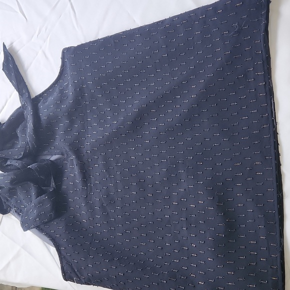 J Crew Navy Sleeveless Blouse with Embroidered Details - Picture 5 of 5